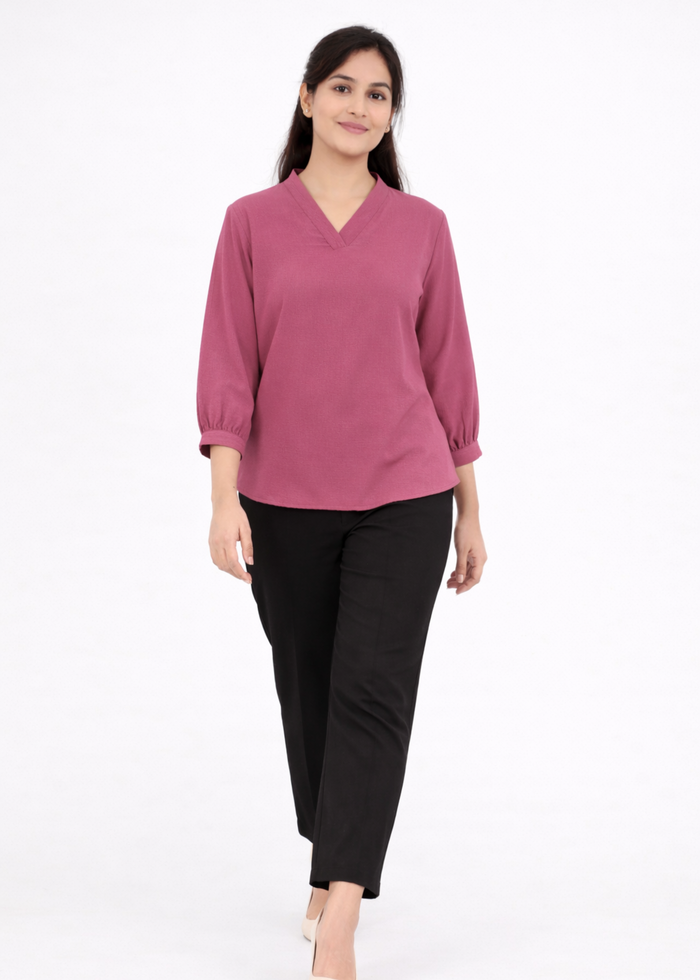 Women Textured V-Neck Top
