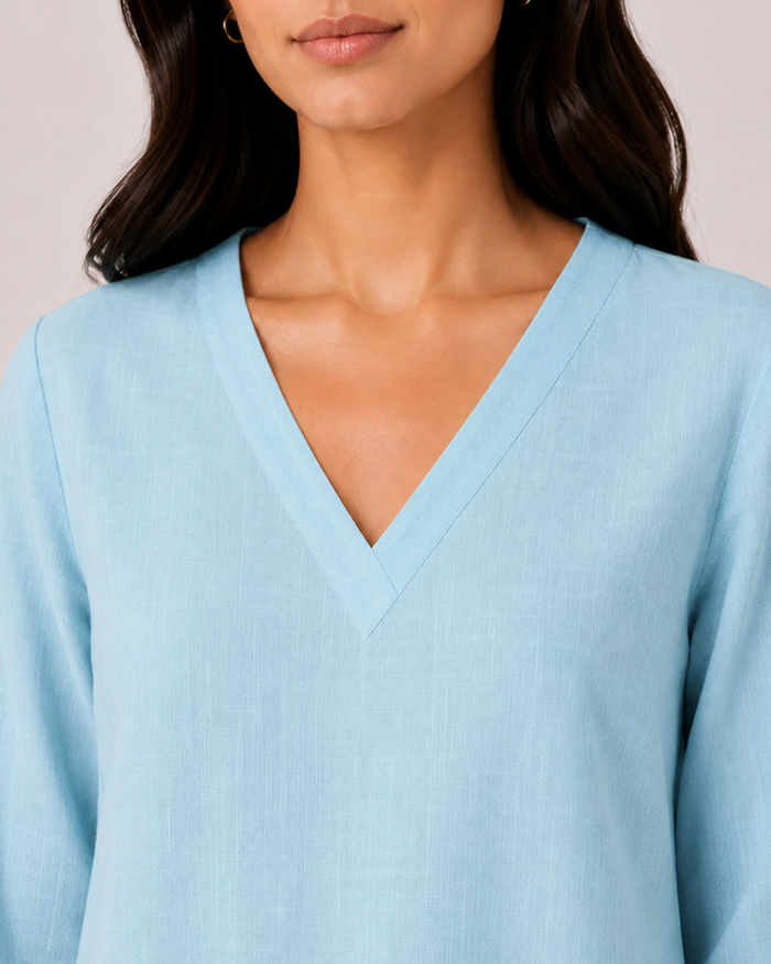 Women’s Aqua Mist Pure Linen Top