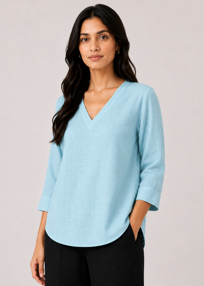 Women’s Aqua Mist Pure Linen Top