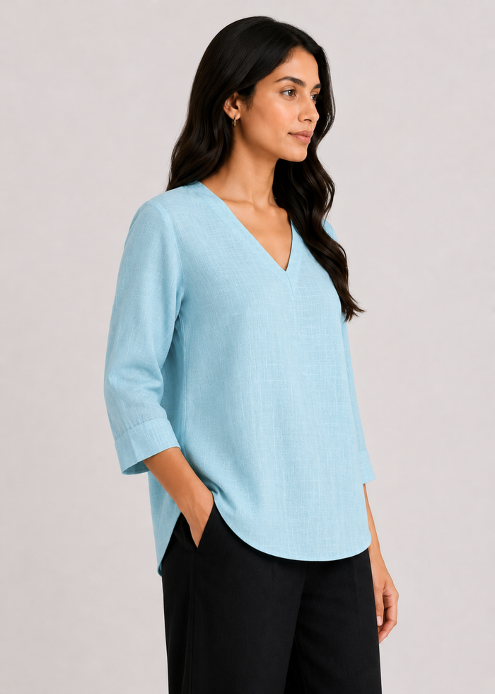 Women’s Aqua Mist Pure Linen Top