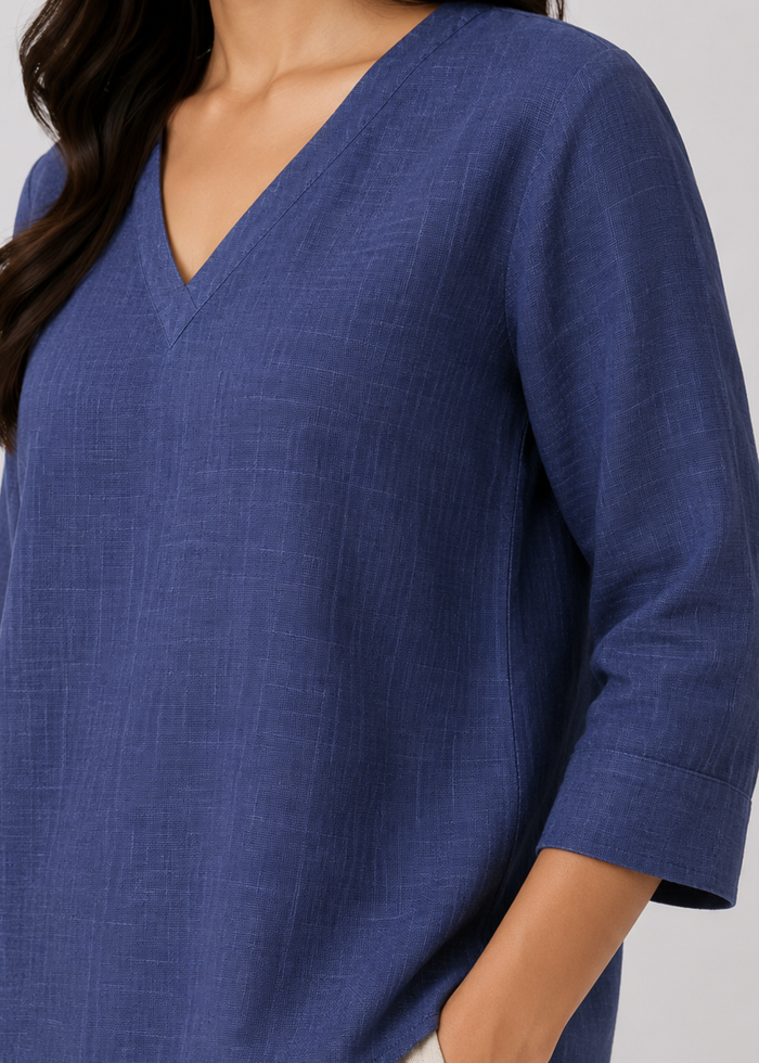Women’s Dusty Indigo Pure Linen Top