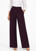 Flurr burgundy Korean pants close-up showing high waist, pleat detailing and side pockets