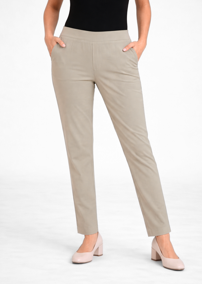 Women premium cotton straight fit workwear pants in Clay