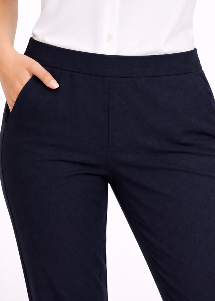 Women premium cotton straight fit workwear pants in navy