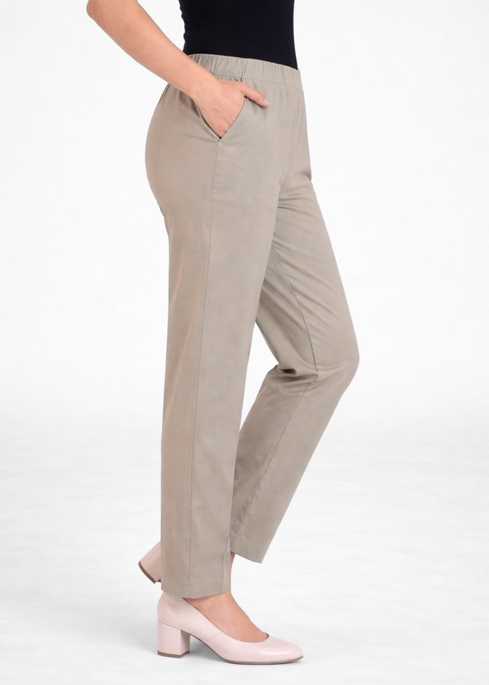 Women premium cotton straight fit workwear pants in Clay