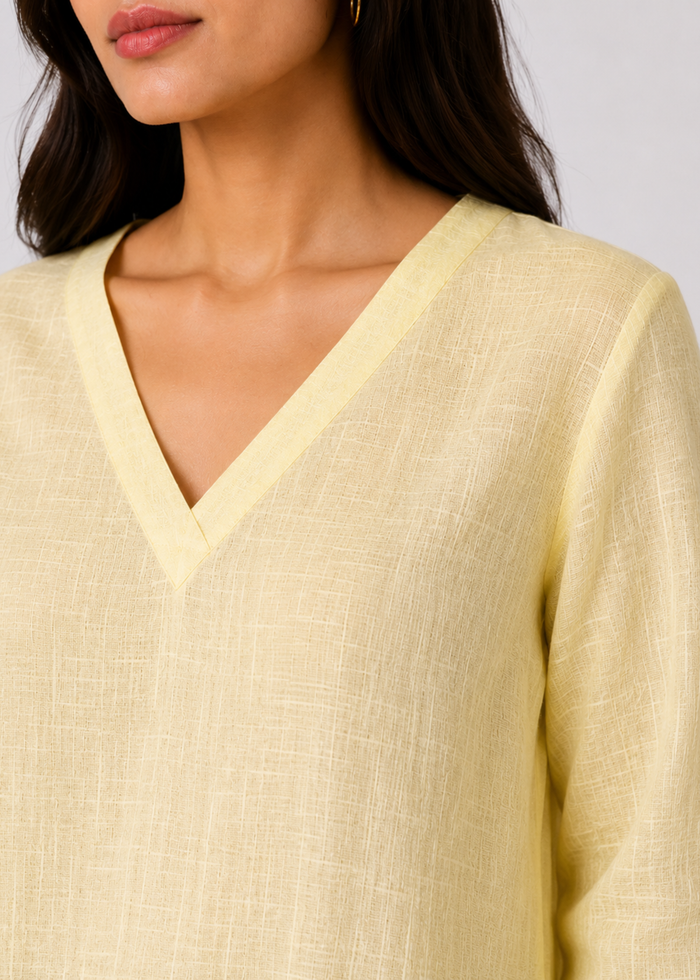 Women’s Soft Yellow Pure Linen Top
