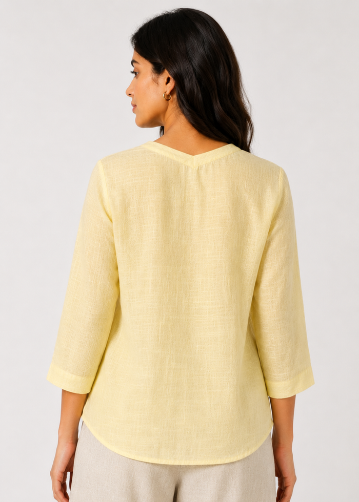Women’s Soft Yellow Pure Linen Top