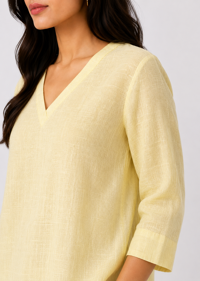 Women’s Soft Yellow Pure Linen Top
