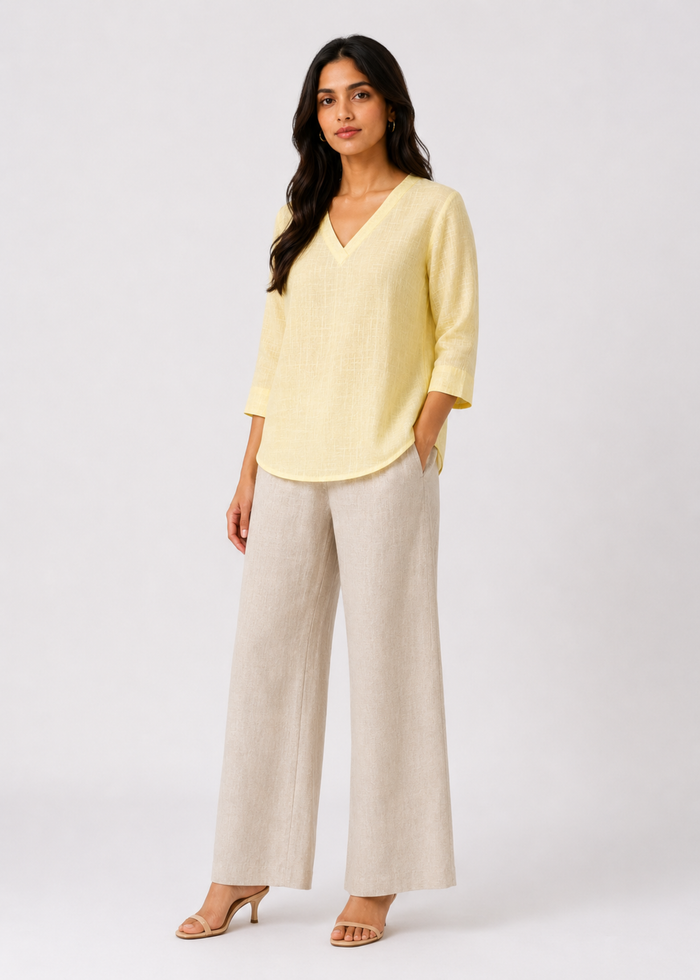Women’s Soft Yellow Pure Linen Top