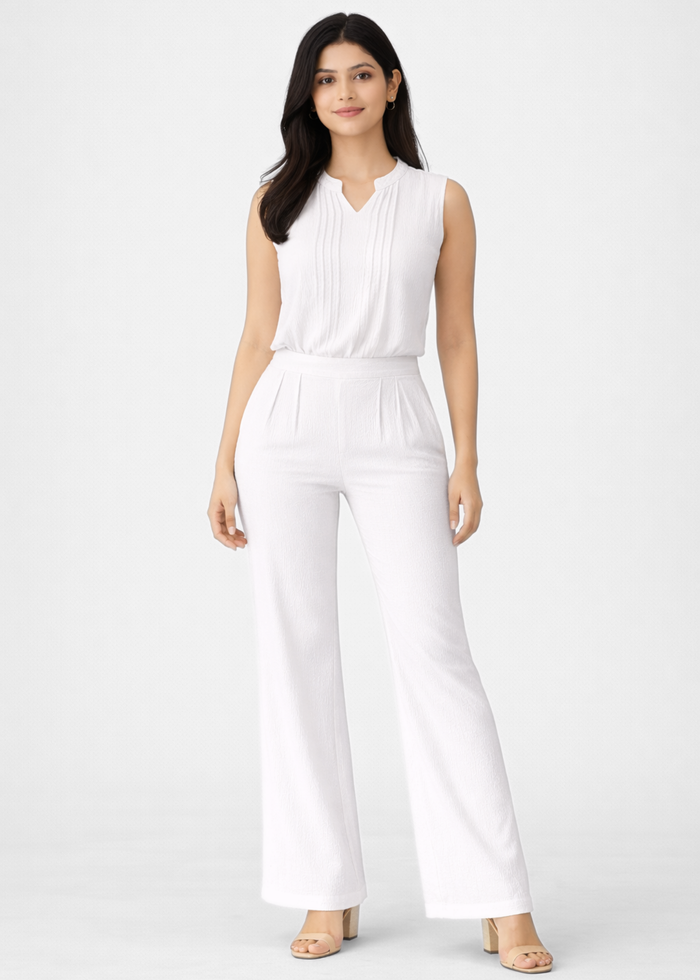 Women's Textured Co-ord Set – Sleeveless Top & Trousers