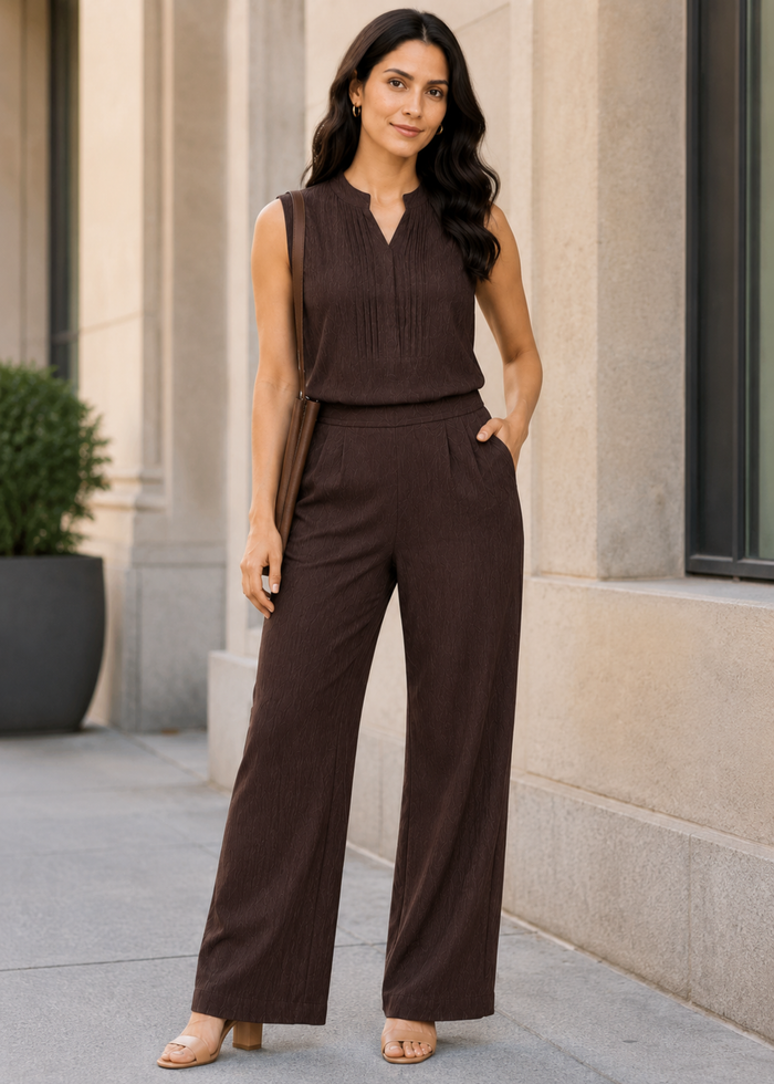 Women's Textured Co-ord Set – Sleeveless Top & Trousers