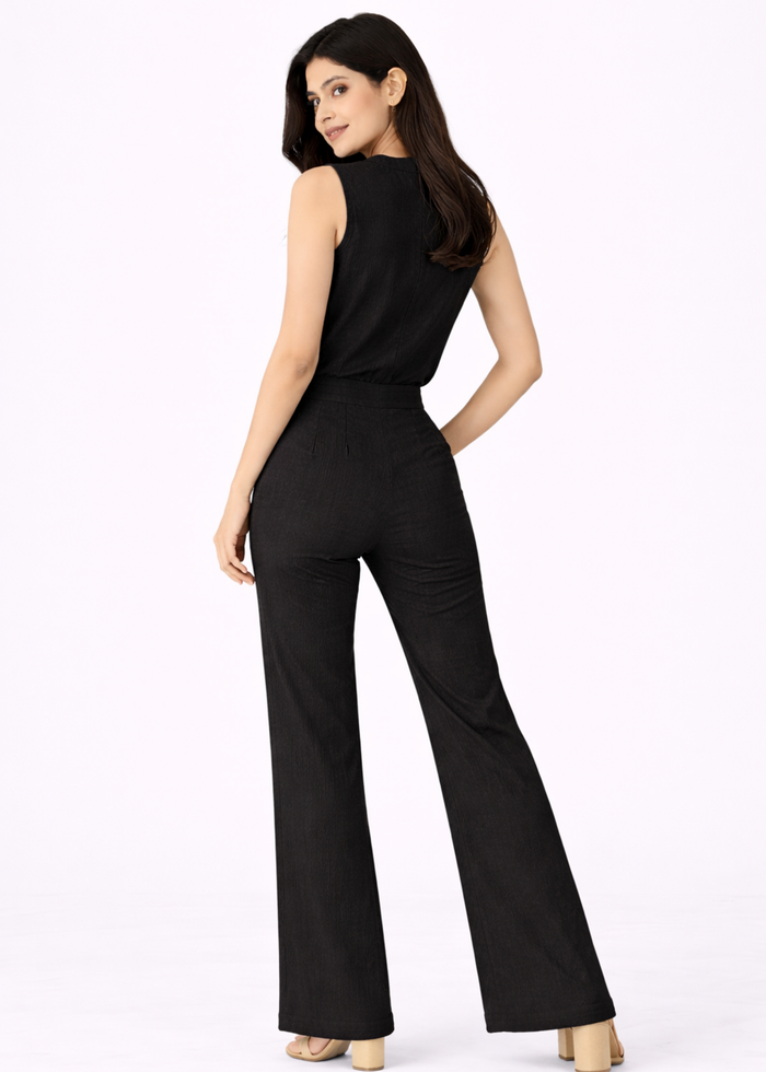 Women's Textured Co-ord Set – Sleeveless Top & Trousers