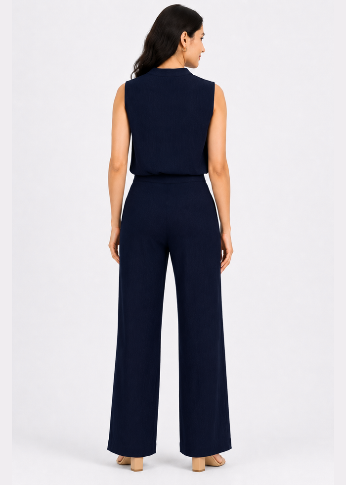 Women's Textured Co-ord Set – Sleeveless Top & Trousers