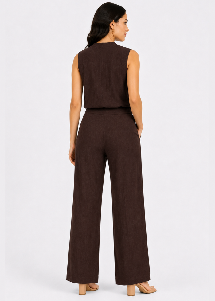 Women's Textured Co-ord Set – Sleeveless Top & Trousers