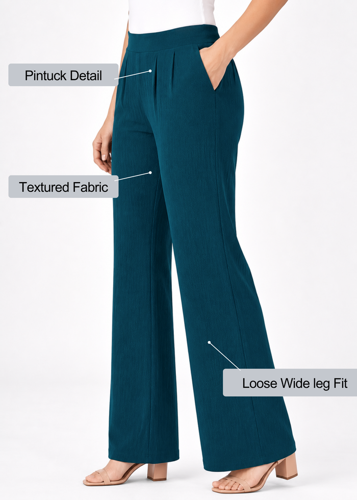Women's Textured Wide Leg Trousers
