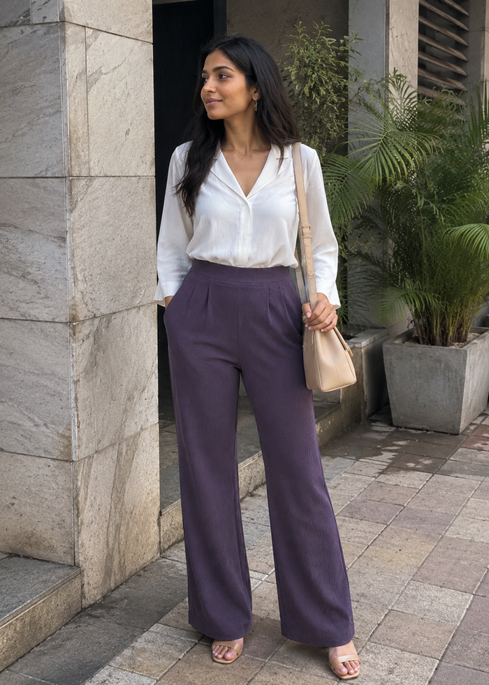Women's Textured Wide Leg Trousers