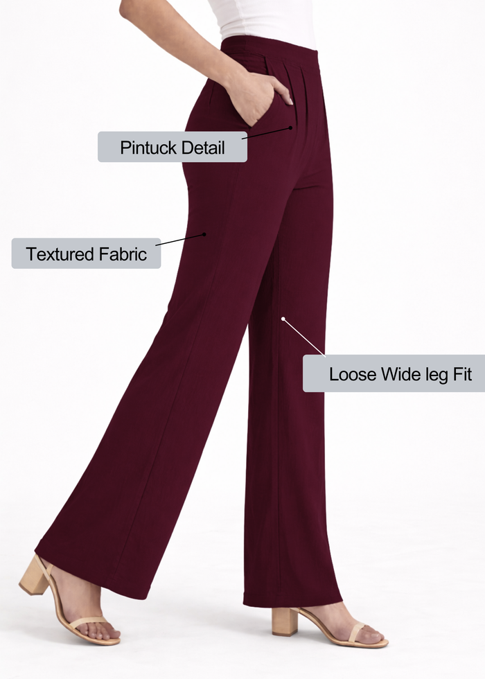 Women's Textured Wide Leg Trousers