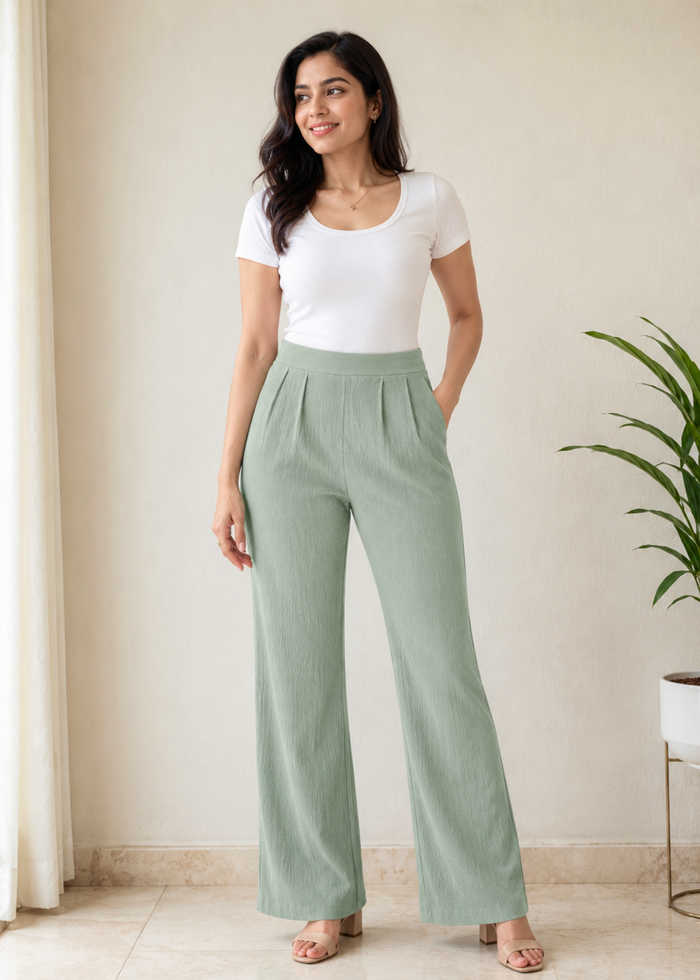 Women's Textured Wide Leg Trousers