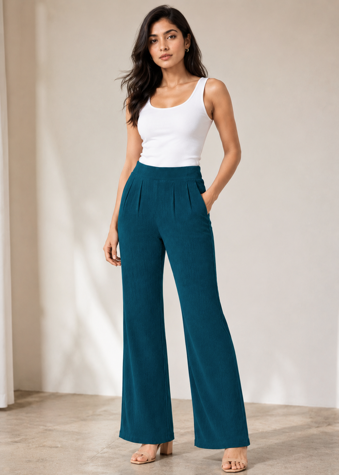 Women's Textured Wide Leg Trousers