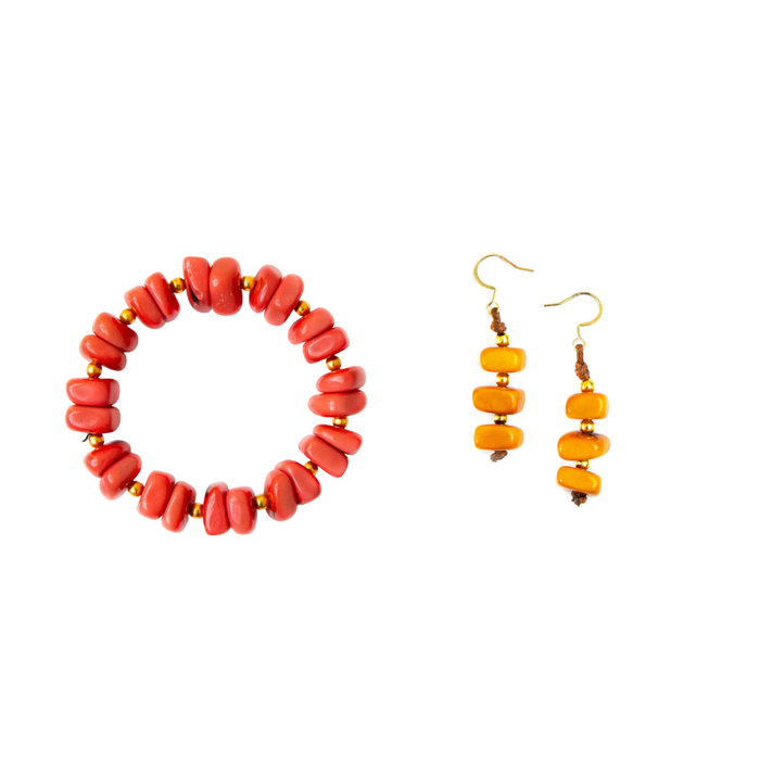 Poppy Coral / Mustard Yellow